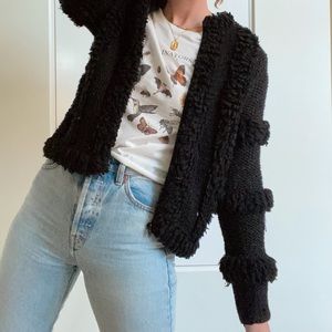 Amuse society black textured sweater jacket S